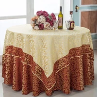 hotel double layer round tablecloth festive restaurant banquet table skirt lace tablecloth wedding banquet gold table cloth