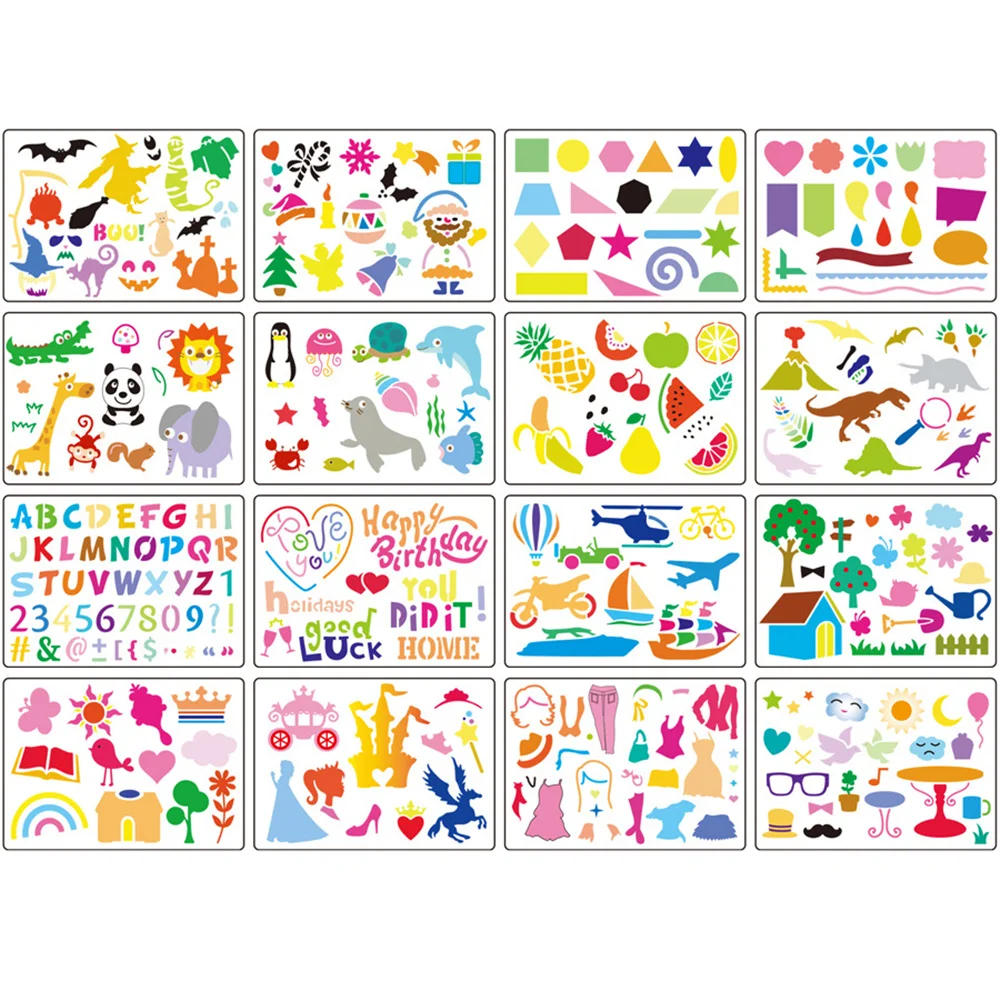 

20pcs Drawing Stencils Hollow Painting Templates Plastic English Letters Numbers Templates Children's Painting Wholesale