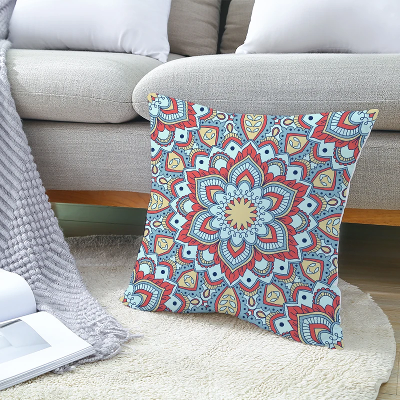 

Mandala Nordic Geometric Abstract Peach Skin Sofa Office Home Exotic Pattern Style Hold Fashion Colorful Pillowcase 45*45CM