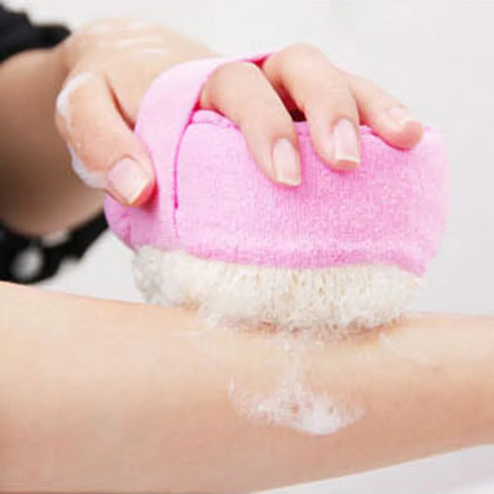 Отшелушивающий Перчатки люфы Luffa Loofa Ванна Душ мыть горшок для тела губка