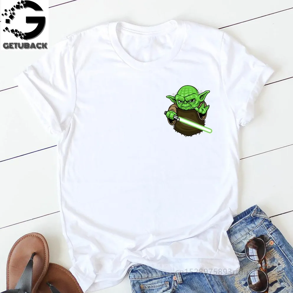 Футболка с принтом йода в кармане для маленьких девочек модная футболка мандалор