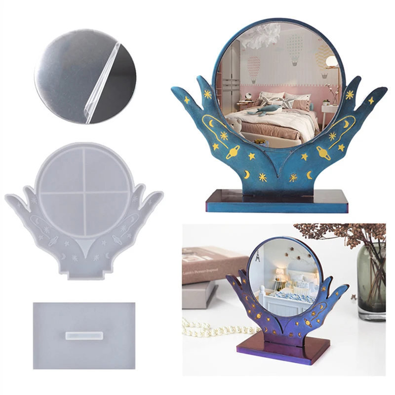 

DIY Кристалл Смола силиконовая форма красота ручной Макияж круглое зеркало настольное зеркало силиконовая форма для смолы