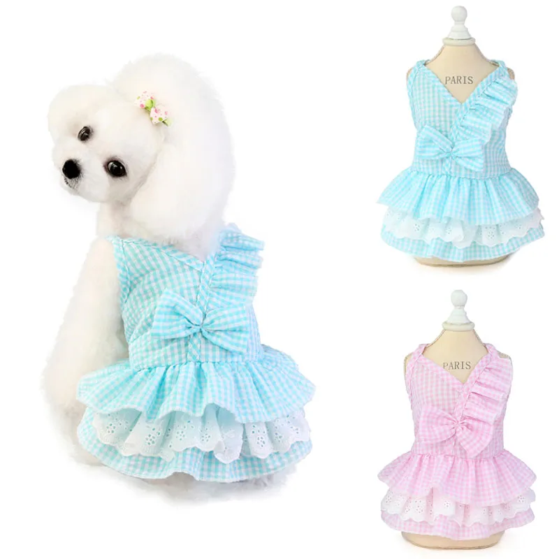 

Dog Dress For Girls Dog Clothes Summer Bowknot Sling Evening Party Dresses For Chiwawa Tutu Cake Skirt Small Dogs Clothing S-XXL