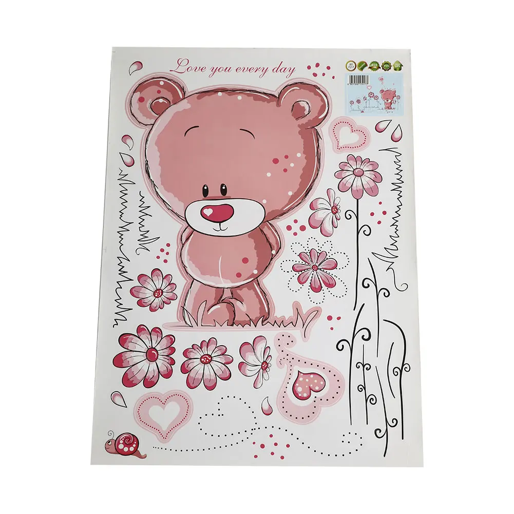 1 шт. мультяшная Наклейка на стену ПВХ черная наклейка s медведь художественный