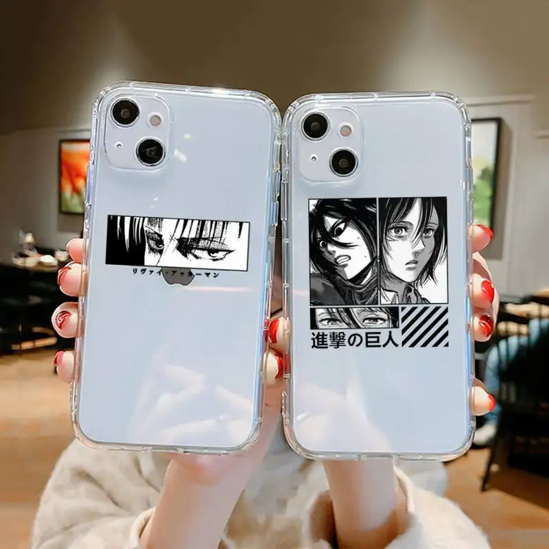 

anime Attack on Titan Phone Case Transparent soft For iphone 12 11 13 7 8 6 s plus x xs xr pro max mini