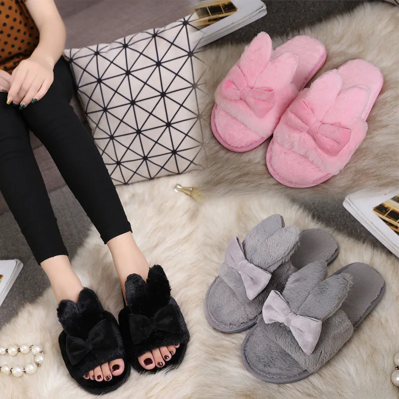 Зимние новые женские тапочки Повседневная теплая Модная домашняя обувь на