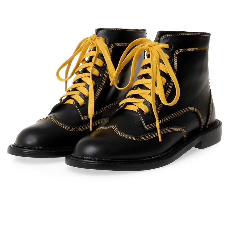 Jual Sepatu Bot Matin Tali Sepatu Warna Kulit Mobetty Sepatu Bot Pergelangan Kaki Lembut Hak Rendah Wanita Fashion Baru Celana Pendek Botas Wanita