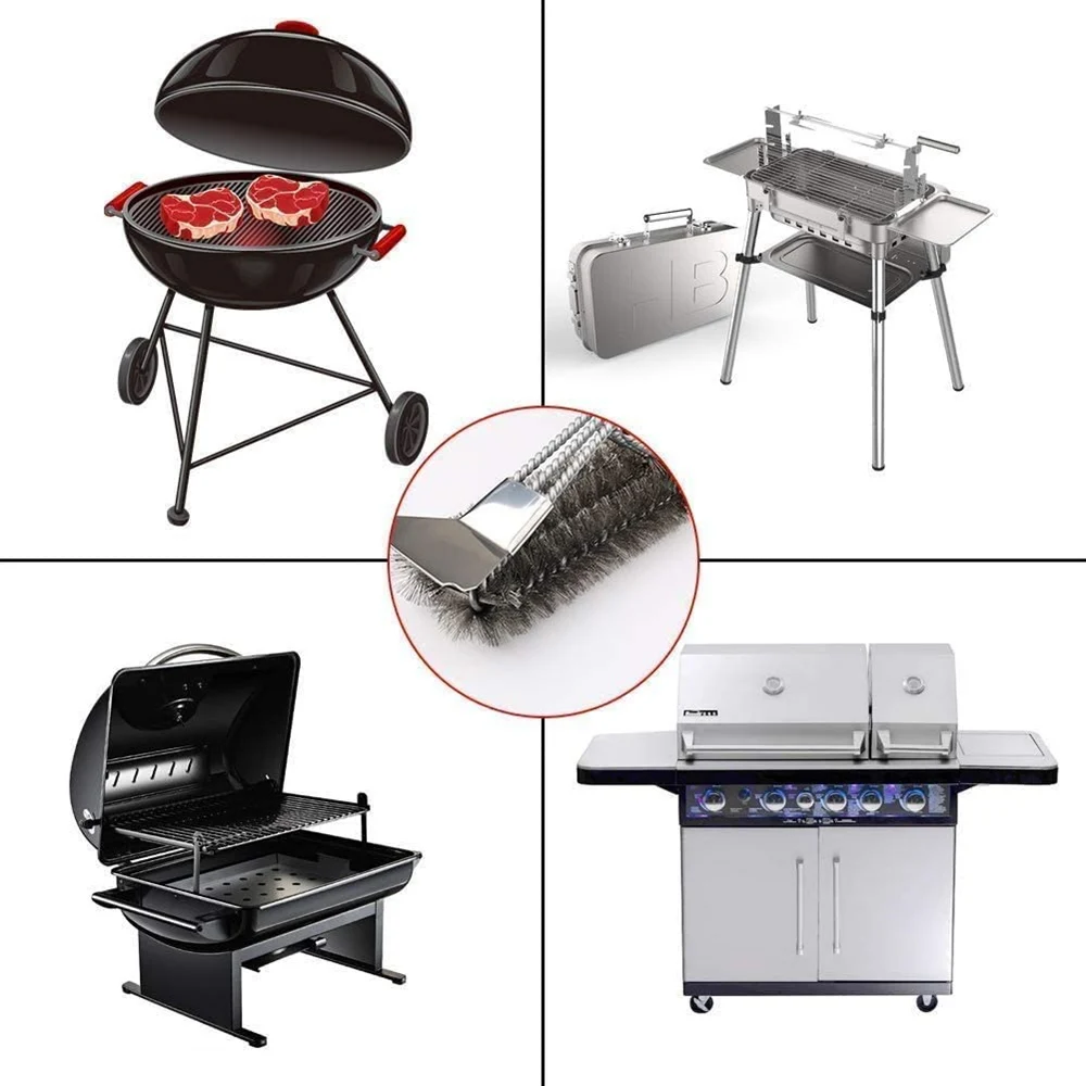 Щетка и скребок для чистки барбекю 18-дюймовый из нержавеющей стали гриля гаджет