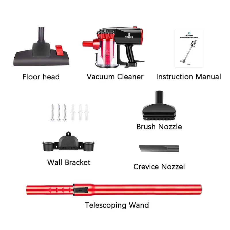

MOOSOO Corded Vacuum Cleaner 17 KPa 2-in-1 Suction Vacuum Cleaner Hard Floor Handheld Vacuum Cleaner with 2 HEPA Filters, D600