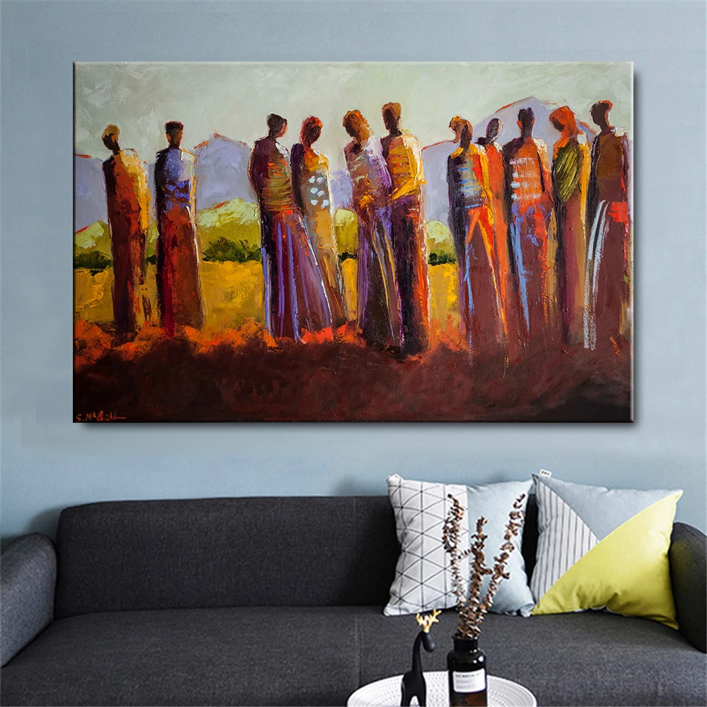 

Abstract African Woman Oil Painting on Canvas Posters and Prints Wall Art Portrait Pictures for Living Room Home Decor No Frame