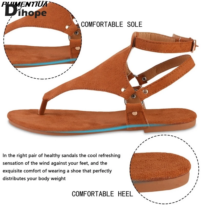 

Dihope Women Sandals Summer Outdoor Beach Flip-flop Sandals Solid Fashion Gladiator Sandals Women Flats Casual Ladies Shoes