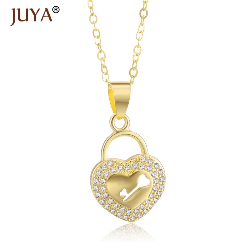fashion statement necklaces for women Luxury Jewelry Copper Zircon Rhinestone Key Pendants Necklace Silver Femme