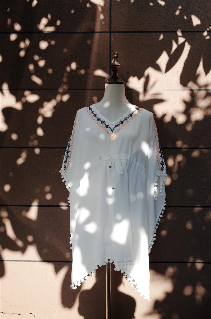 Летнее платье 2021 для женщин с вышивкой повседневные V образным вырезом рукав