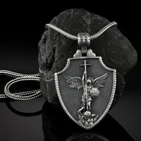 classic pure tin angel cross pendant necklace metal mens chain necklace christianity religion accessories retro jewelry