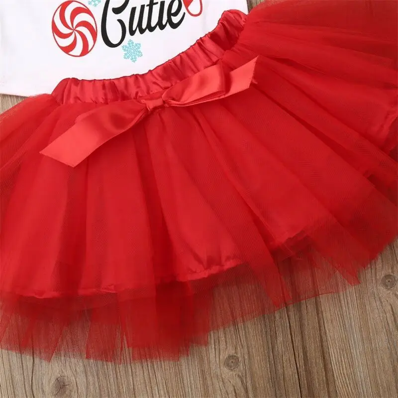 

Newborn Baby Girl My 1st Christmas Letter Printed Romper+Lace Tulle Skirt Dress+Hat Outfit Clothes Suit