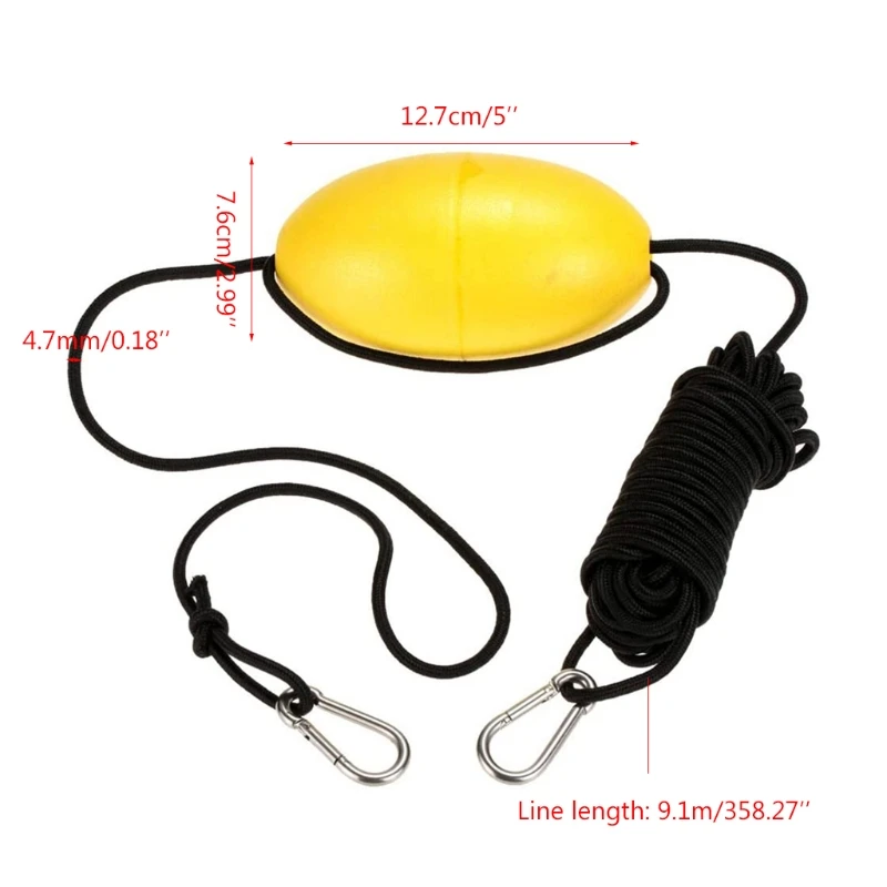 

30ft Marine Rope Tow Line Harness Buoy Ball Float Leash & Stainless Steel Hook