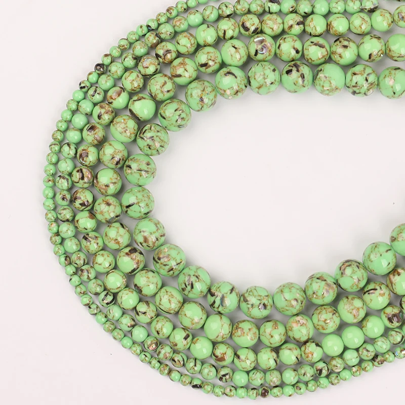 Оптовая светильник-Зеленые Бусины Howlite Mala из бирюзы круглые бусины для