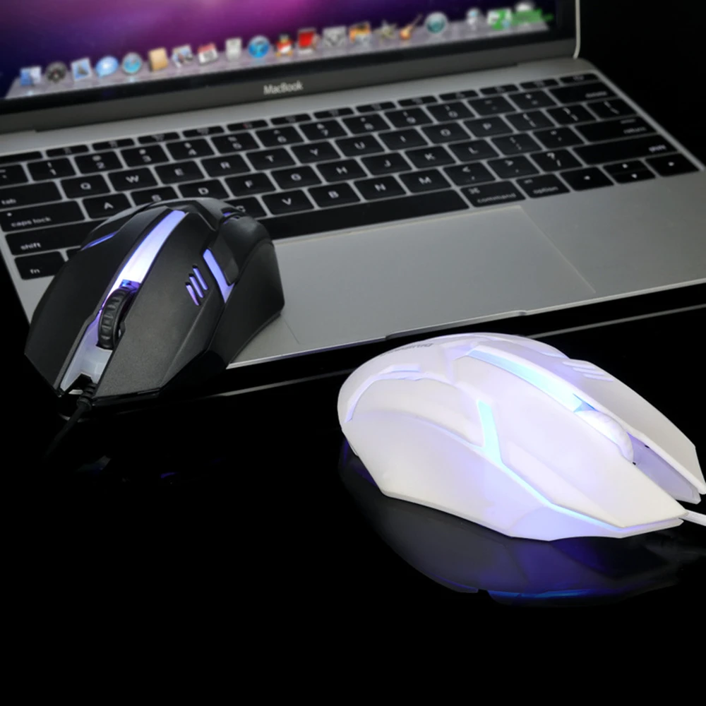 

Gaming Backlit Mouse 1200DPI Optical Mouse Symmetrical Design Ergonomic Shape for Desktop Notebook Computers Black White