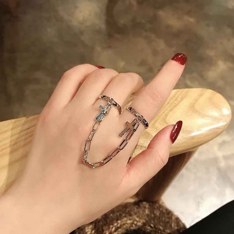 Уникальное цельное Открытое кольцо в стиле панк с крестом суперкрутое для