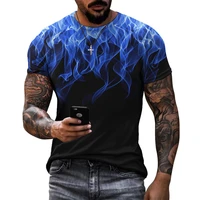 flame 3d print t shirt men street hip hop tees summer trendy fire pattern casual streetwear popular male short sleeve tops