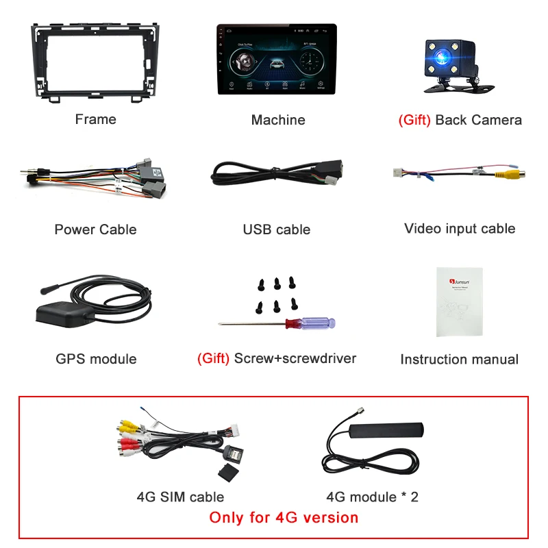 Junsun 2G 32G Android 8,1 4G автомагнитола системный блок плеер 2 din андроид авто магнитола gps навигатор для Honda CRV 3 2006 2007 2008-2011 Штатное Головное устройство для Хонда CR-V автомобильная мультимедиа no DVD