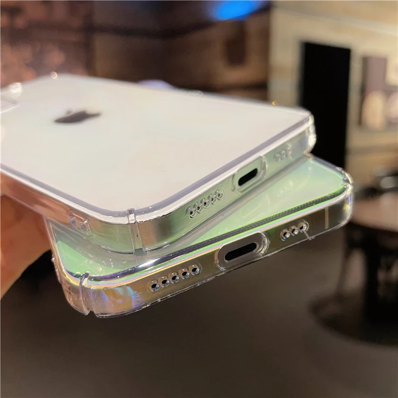 

For iPhone 12 11 Pro Max Gradient Transparent Phone Case For iPhone X XR XS Max 7 8 Plus Bumper Hard Back Cover
