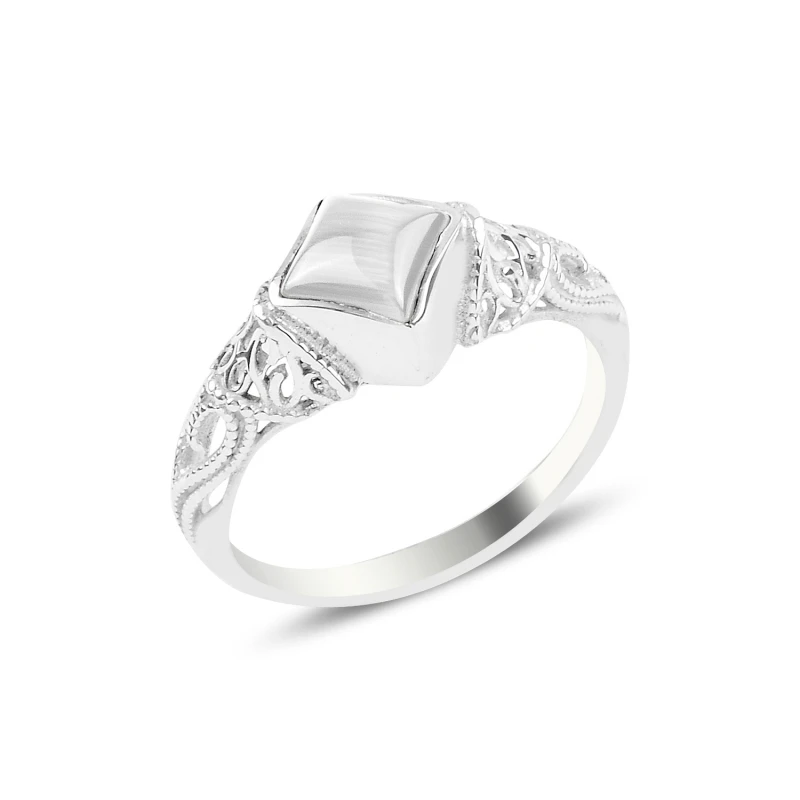 

Серебряное белое Обручальное Кольцо Кошачий глаз Silverlina