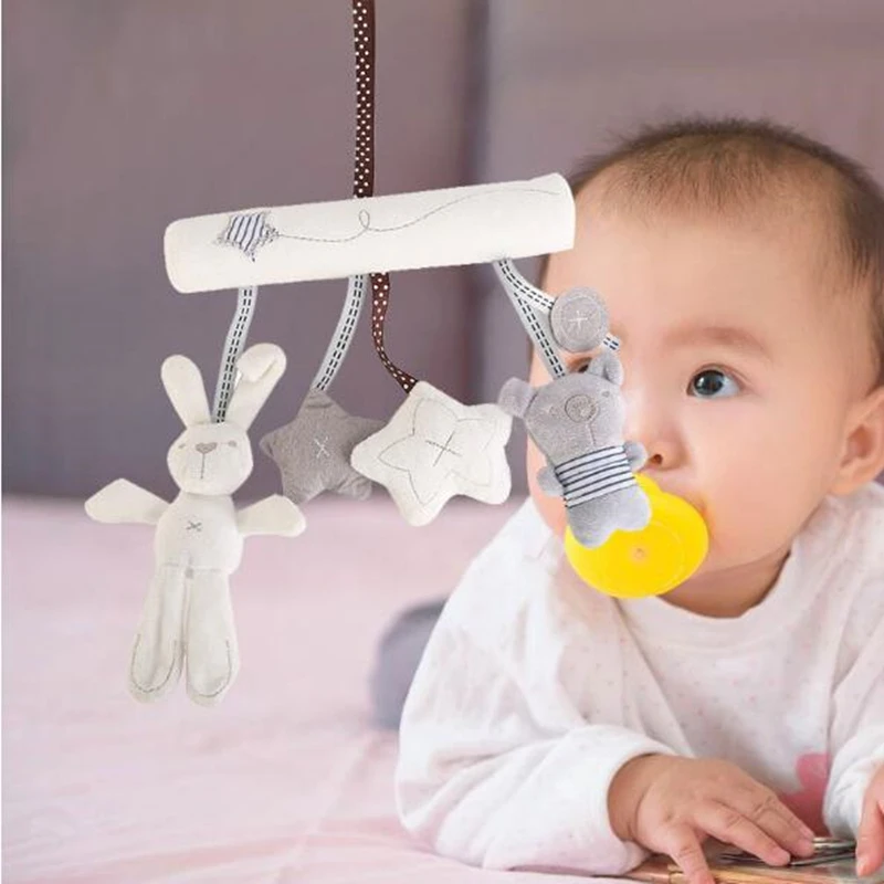 Подвесная кровать для младенцев погремушки рук безопасное сиденье кролик