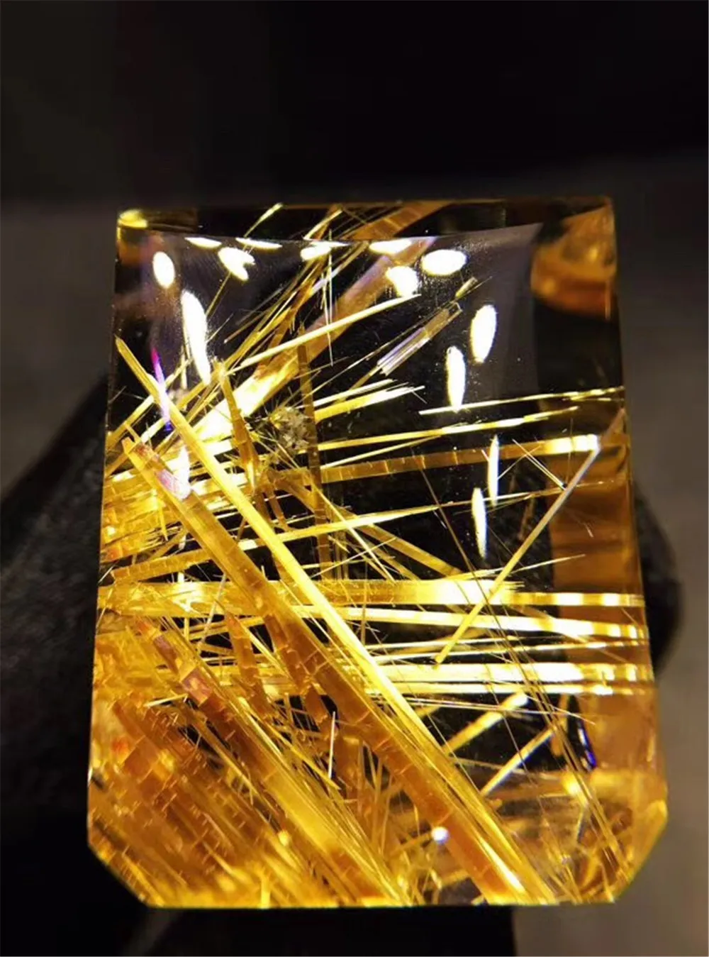 

Top Natural Gold Rutilated Pendant Jewelry For Woman Lady Man Wealth Luck Gift Crystal 32x25x12mm Rectangle Beads Gemstone AAAAA
