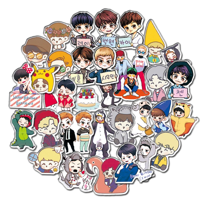 59 шт./шт мультфильм EXO певица милые наклейки для ноутбуков скейтборд компьютер