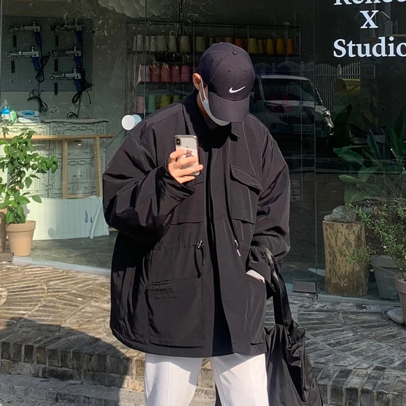 Winter Jacket Men Warm Fashion Thickened Pocket Jacket Men Streetwear Korean Loose Black Thick Short Coat Mens Parker Clothes