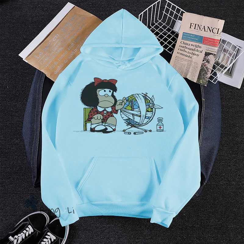 Naive Mafalda Толстовка в Корейском стиле топы или QUIERO с принтом кафе женская одежда Y2k