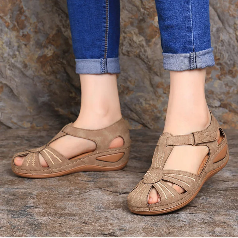 2020 женские сандалии Женская обувь с перфорацией дышащая удобная на липучке