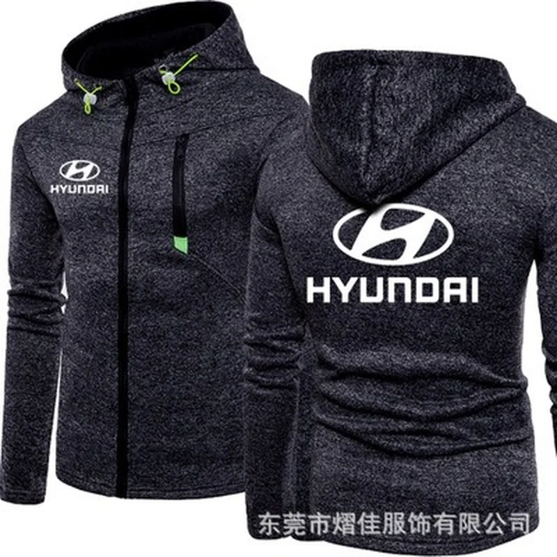 

2021 New Spring and Autumn Fashion Hyundai Logo Hoodie Men Casual Zipper Hooded Jacket Tracksuit
