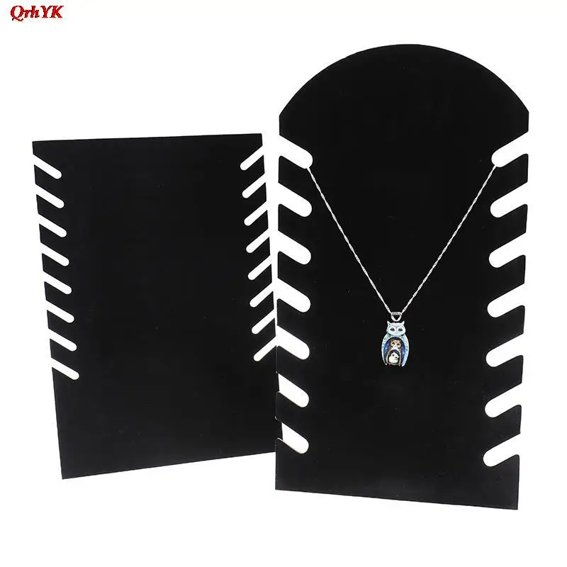 

8 Hooks Jewelry Display Rack Organizer Pendant Necklace Bracelet Holder Black Velvet Board Jewelry Stand Necklace Storage Shelf