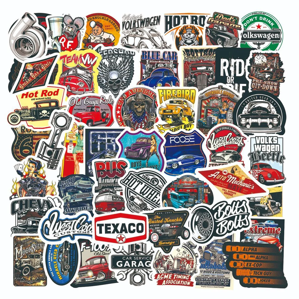 

10/30/50PCS Modified Retro Vintage Car Graffiti Stickers Guitar Water Cup Trolley Case Waterproof Decorative Stickers Wholesale