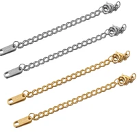 10pcslot stainless steel extended extension tail chain lobster clasps connector diy jewelry making findings bracelet necklace