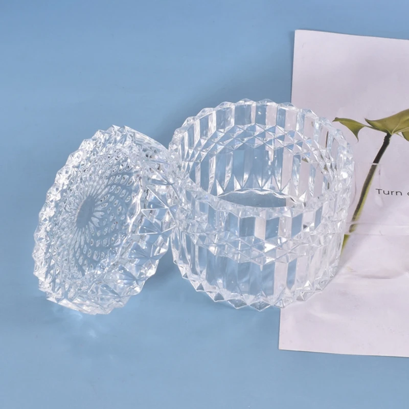 

1 Set DIY Craft Decor Crystal Epoxy Resin Mold Round Storage Box Silicone Mould