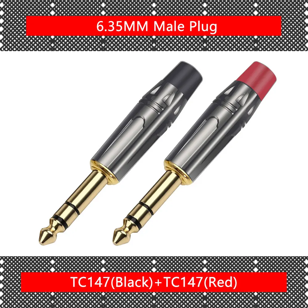 

Gunmetal аудио разъем 6,35 мм стерео разъем в сборе Conector черный и красный в 1 пара