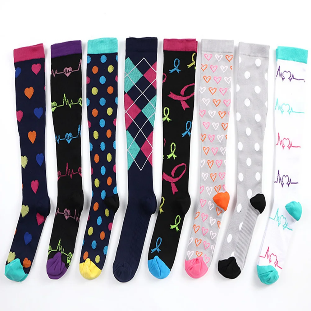 Унисекс эластичные нейлоновые компрессионные Дышащие носки с принтом для