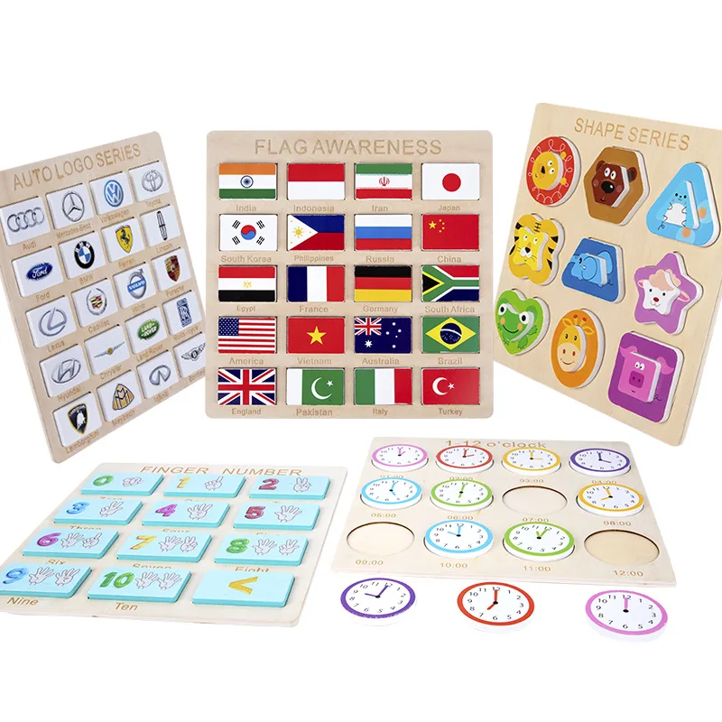 

Wooden Children Digital Flag Shape Cognitive Grasping Board Puzzle Enlightenment Montessori Early Education Jigsaw Puzzle Toy