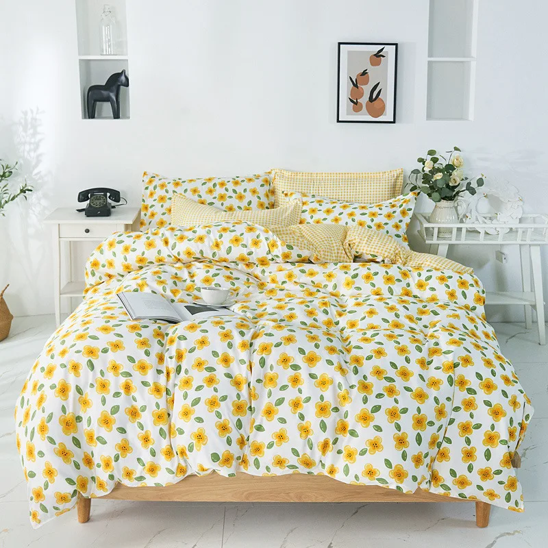 

Flower Pattern Bedding Set Home Multiple-colors Bedding Duvet Cover Set Bed Sheet Duvet Set Bed Sheets and Pillow Case 4 Pcs Set