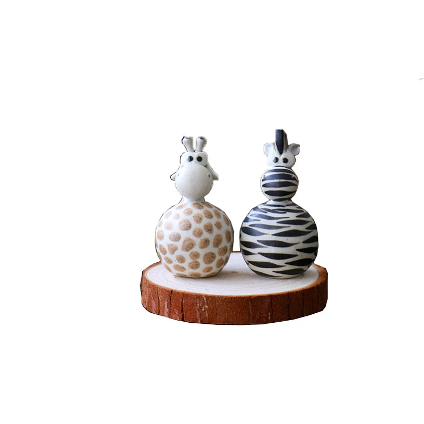 Мини Керамические ремесла жираф и зебра ручной работы миниатюрные фигурки милый