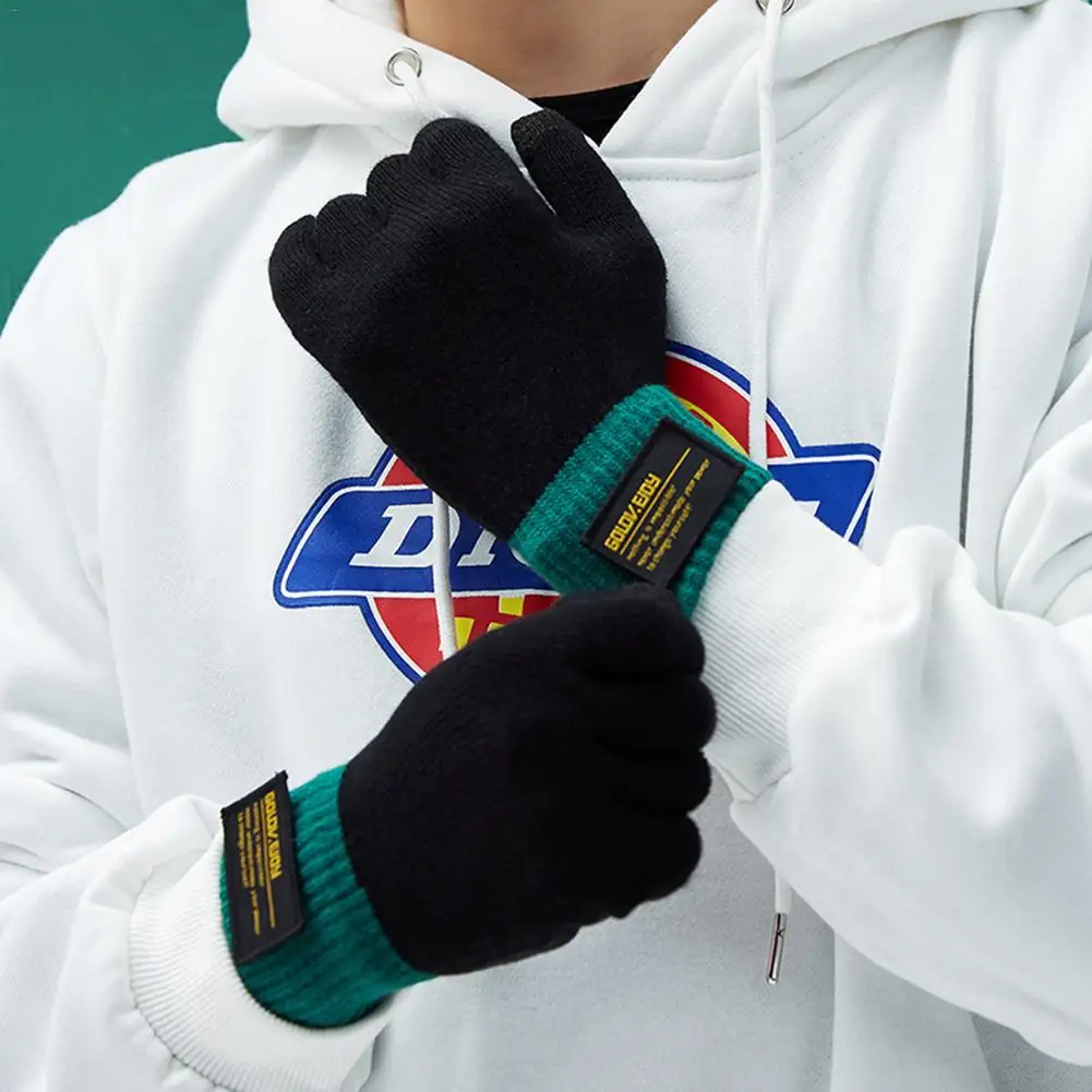 

2019 New Winter Warm Knitted Gloves Flexible Full Finger Gloves Thicken Wool Cashmere Gloves for Skiing Gloves