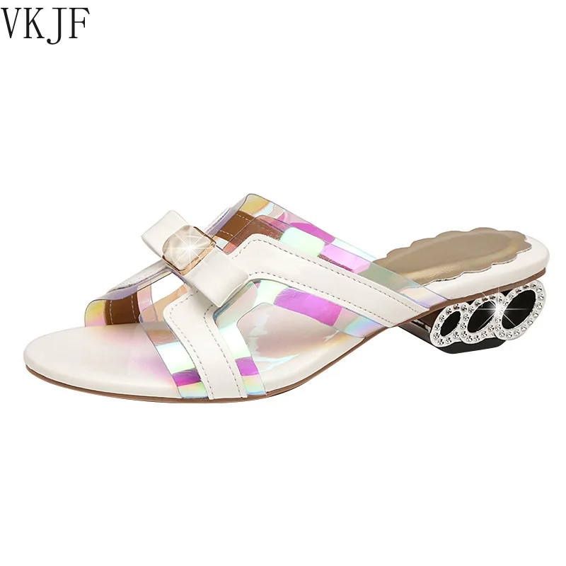 

Women Heels Summer Light Sexy Open Toe Fashion Pearl Decoration Solid Color Sandals Stiletto Women Luxury Prom Woman Slippers