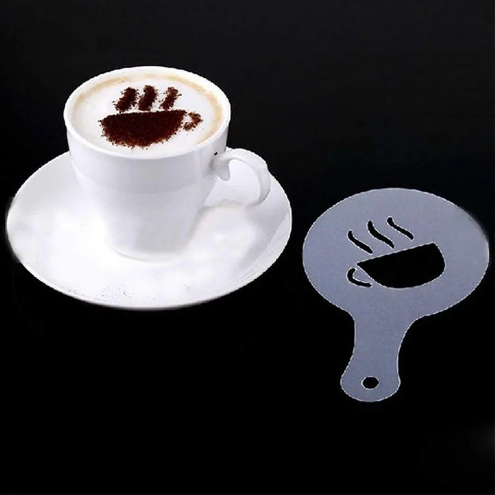 

Coffee Latte Stencil Cappuccino Printing Model Dusting Mat 16Pcs/Lot Barista Art Mold Flower Mat Spray Cake Mold Accessories