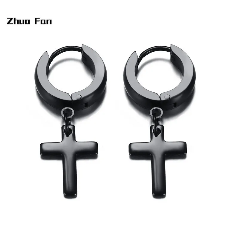 Мужские серьги-гвоздики в стиле панк круглые серьги форме Креста для мужчин