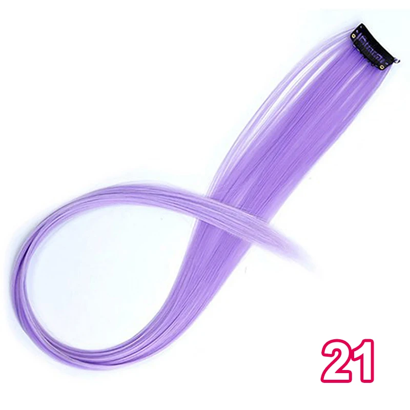 21 AISI BEAUTY, длинные прямые радужные волосы для наращивания, на заколках, одна штука, ярко-розовые, серые синтетические волосы, пряди на заколках - Цвет: 21