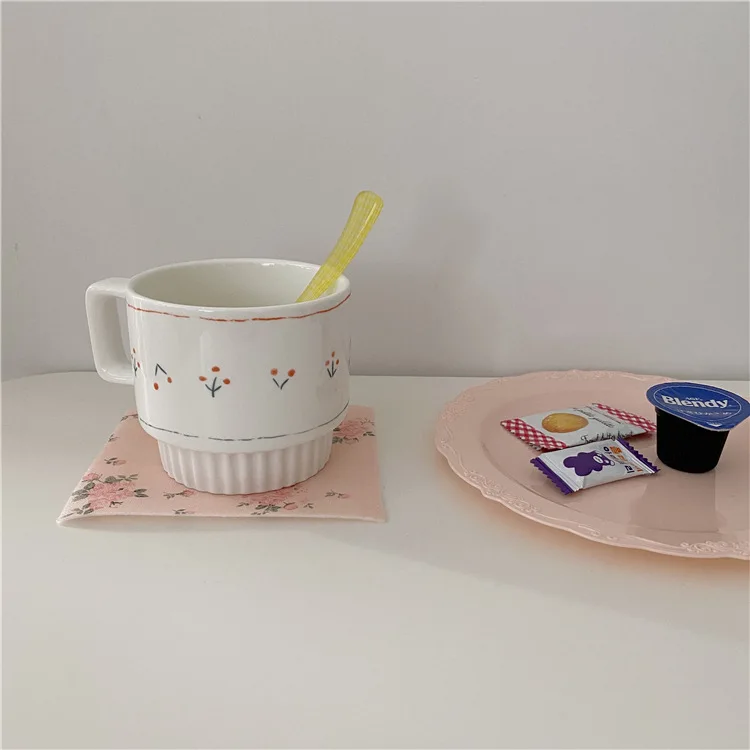 

Korean cherry handle Mug lovely girl coffee cup Nordic milk breakfast ceramic cup personality water cup