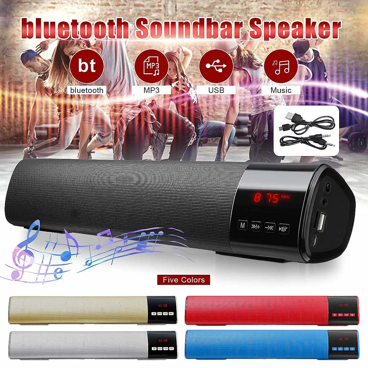 

3D Surround Soundbar Bluetooth 5.0 Speaker Wired Computer Speakers Stereo Subwoofer Sound bar for Laptop PC Theater TV 1200 mAh